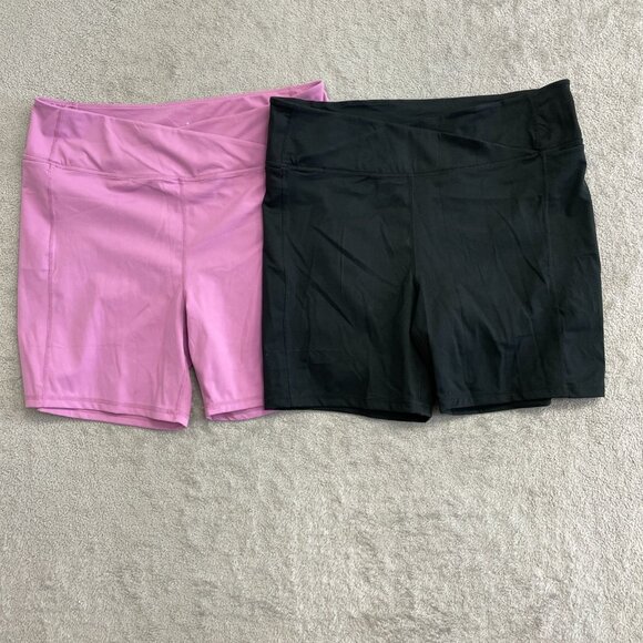 2-Pack Danskin Bike Shorts Women's Active XXL Black & Pink - Picture 1 of 7